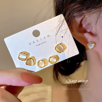 Ultra-delicate three sets of cat eyes stone ear spikes 2022 New wave minimalist Superior Sense Temperament Lukewarm Wind Earrings