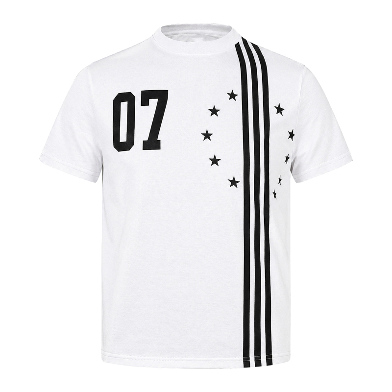 Abcbufut American Street Style Star Stripes Digital Print Short-Sleeved T-Shirt for Men and Women Loose Round Neck Versatile Top Abcbufut American Street Style Star Stripes Digital Print Short-Sleeved T-Shirt for Men and Women Loose Round Neck Versatile Top