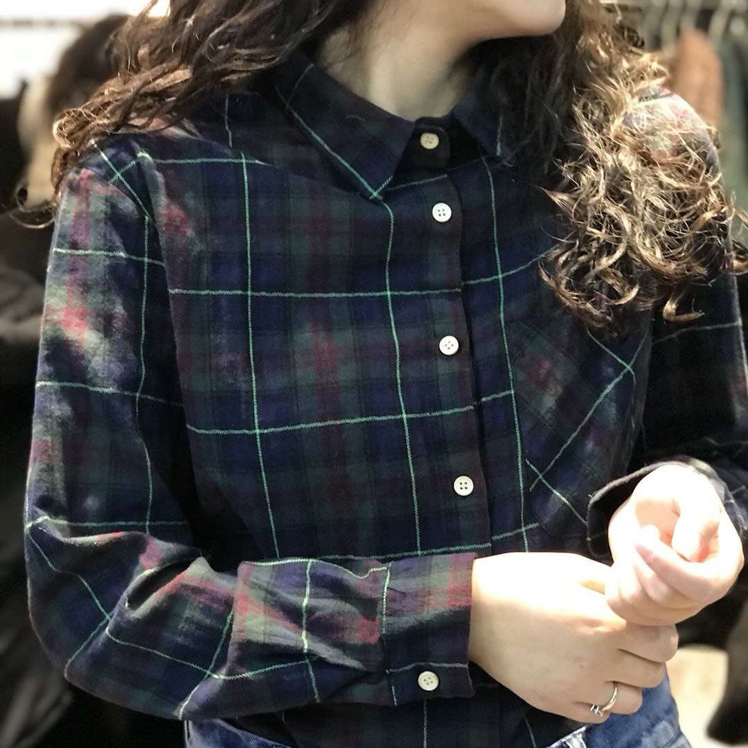 Design Sensation Brief Art Retro Classic Plaid Loose Casual 100 Hitchwear Wool Cotton collar shirt outwear-Taobao