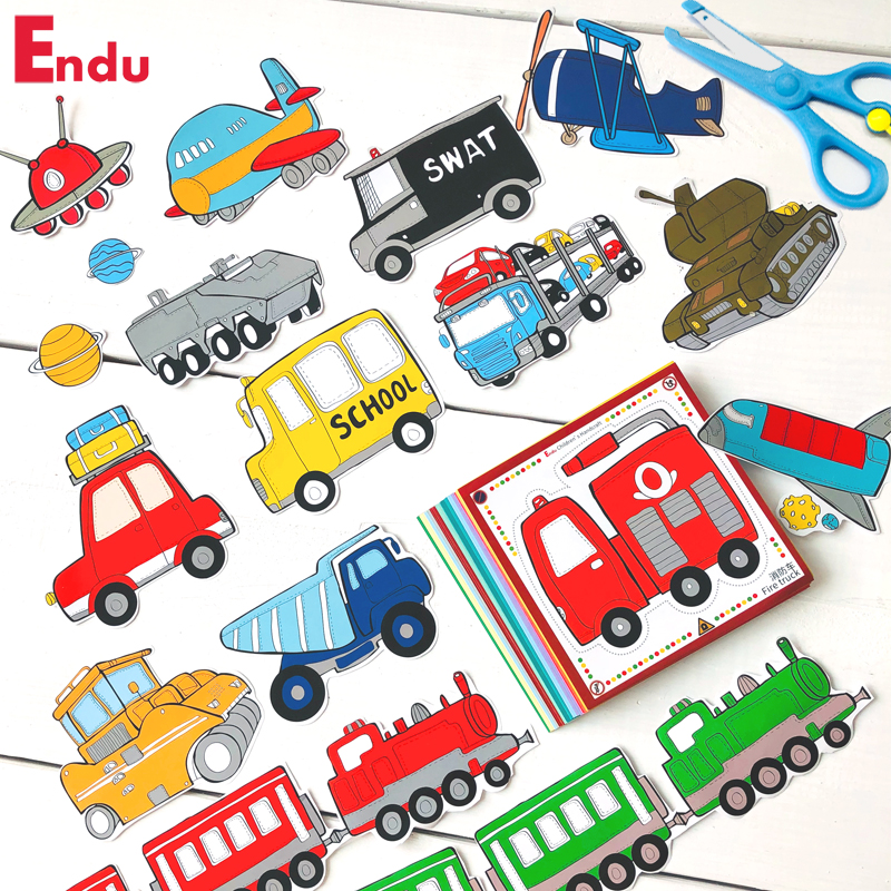 Traffic car paper cutting children hand - Simply 3 - 6 years old Yi Yi Kindergarten Diy Material Pack