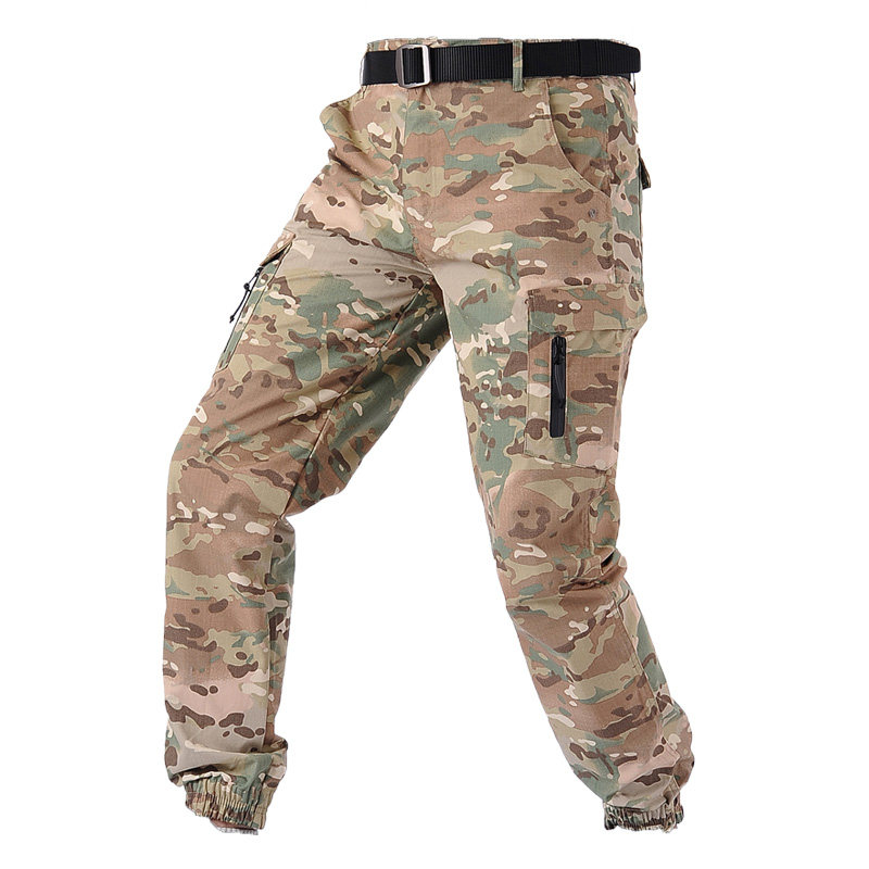 Spring and autumn camouflated tactical smoke pipe pants body Outdoor functional clothing Pants Feet Long Pants Multibag Army Memes waterproof and abrasion resistant