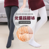 Childrens dance socks thickened dance socks Girls practice autumn and winter leggings plus velvet pantyhose Cotton socks Baby white
