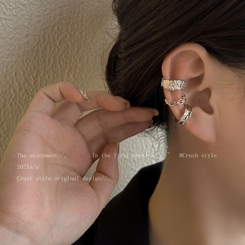 Irregular Metal Aural Ear Clip Earrings Earrings Summer Female minimalist Ear Osteoclaves DESIGN SENSE Small Crowdwear