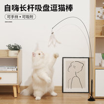 Cat toy automatically teases the cat stick long pole can replace the head powerful sucker feather kitty self-hi relieving smother resistant to bite