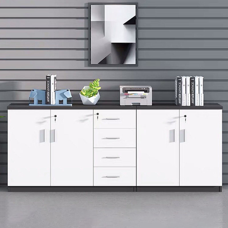 Company file cabinet simple modern storage low cabinet data file small cabinet wooden tea cabinet with lock can be customized