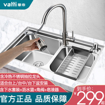 Vantage sink double tank set under table wash basin kitchen 304 stainless steel sink household double sink basin