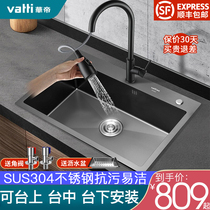East China Black Nano Sink Kitchen 304 Stainless Steel Floor Washing vegetable basin Home Embedded dishwashing basin thickened