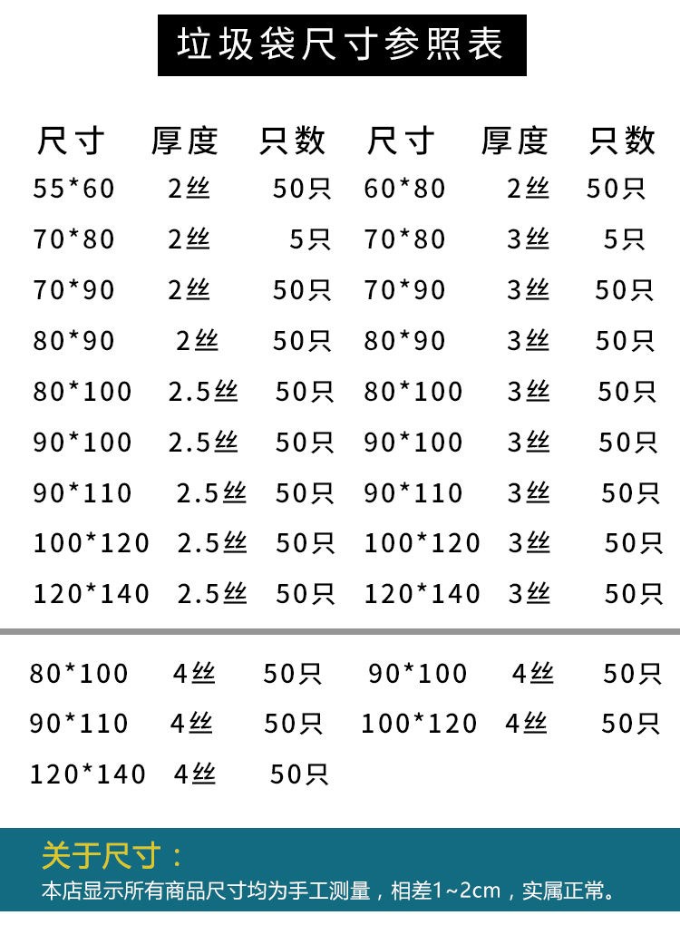 黑色垃圾袋大号加厚环卫物业厨房超大垃圾袋