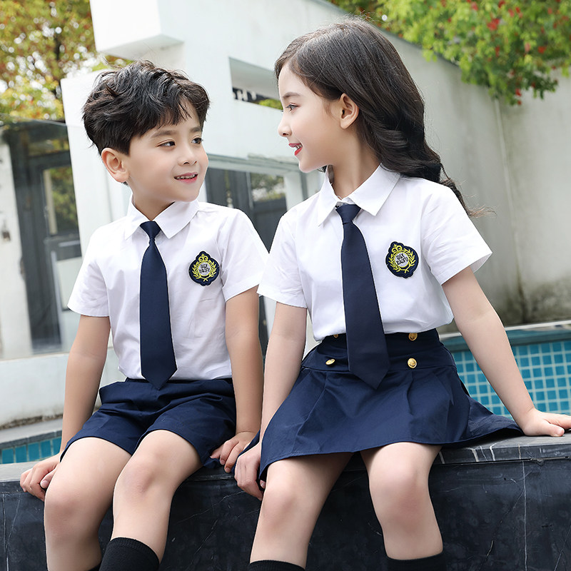Yinglun Wind Kindergarten Garden Clothing Summer Men And Women Children's Pure Cotton Graduation Table Performance College Class School Uniforms For Elementary School Students