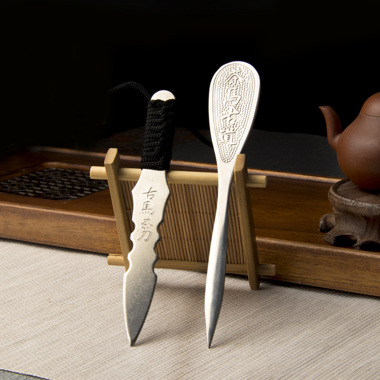 Pu-ji tea knife tea taper tea needle stainless steel teacake knife black tea kung fu tea set Sixuan accessories tea horse ancient road