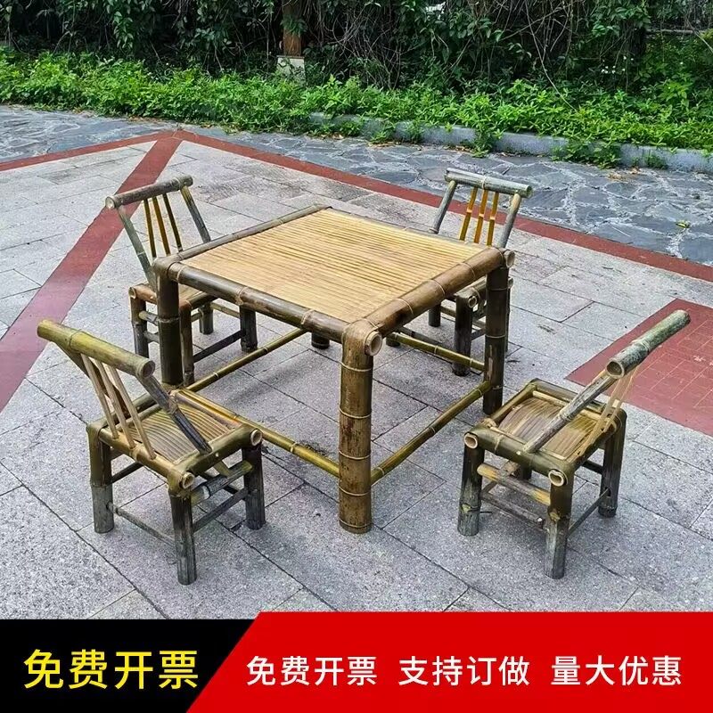 复古竹桌椅组合怎么选？老式竹桌子户外茶几这样用才高级！-公园桌-淘宝百科网