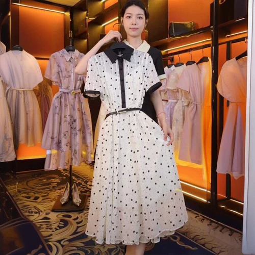 Летнее элитное платье, изысканная длинная юбка, французский стиль, изысканный стиль, высокая талия