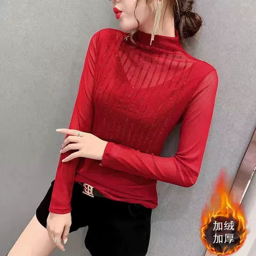 Кружевной базовый приятный телу летний элитный лонгслив, высокий воротник, 2024 года