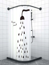 Bathroom curtains anti-light shower curtain American retro waterproof fabric track non-perforated toilet door curtain light luxury