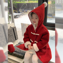 FAD SINCGO Childrens Woolen Coat Jacket New Years Eve Clothing Autumn and Winter Girls Big Childrens Baby Festival Festive Clothing