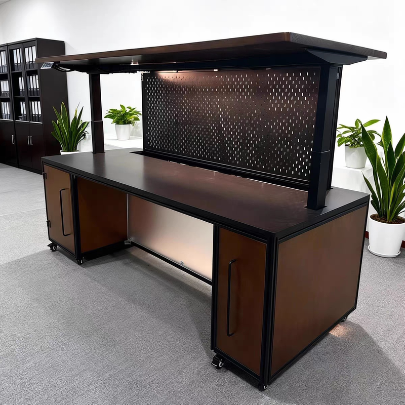Aluminum Profile Double-Layer Electric Lift Table, No Installation Required, Trendy Movable Computer Desk, Student Desk, Gaming Desk