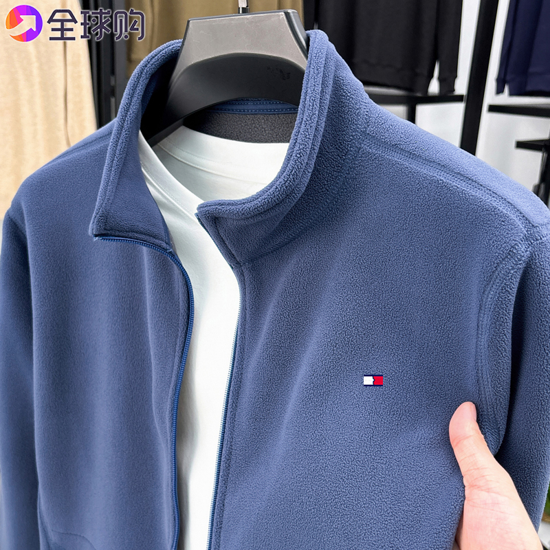 Jack Tommy Solid Color Men's Fleece Cardigan Men's Autumn and Winter Warm Sweatshirt Casual Jacket Trendy Jack Tommy Solid Color Men's Fleece Cardigan Men's Autumn and Winter Warm Sweatshirt Casual Jacket Trendy