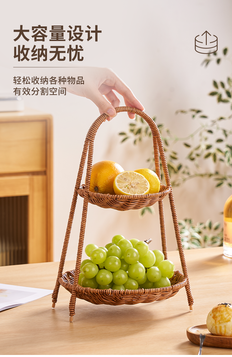 Питание коробки 零食盘点心茶点水果篮仿藤编托盘家用客厅蛋糕面包竹编篮子干果盘