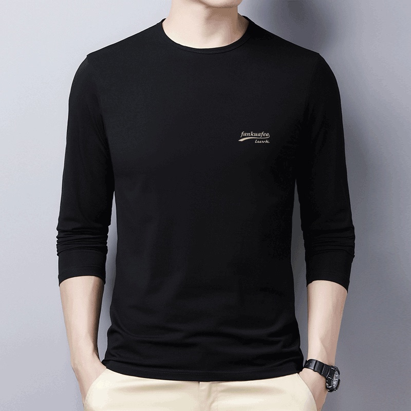 Men's Long-Sleeved T-Shirt, Spring and Autumn Base Layer Shirt, Pure Cotton Autumn Shirt, New Autumn Brand Men's Autumn Top