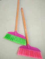 Plastic broom household single hard wool soft wood handle property courtyard sweeping broom cleaning tool broom