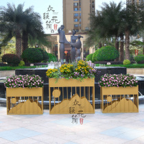 Outdoor wrought iron flower box LED lighting creative flower trough sales department floor-to-ceiling flower bed Commercial Street fence combination customization
