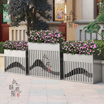 Outdoor stainless steel flower box combination custom municipal flower trough sales department iron flower bed square Road fence partition