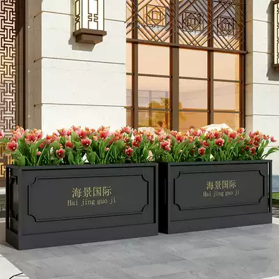 Outdoor wrought iron flower box municipal flower trough commercial street combination flower stand custom Real Estate Mobile flower bed fence partition