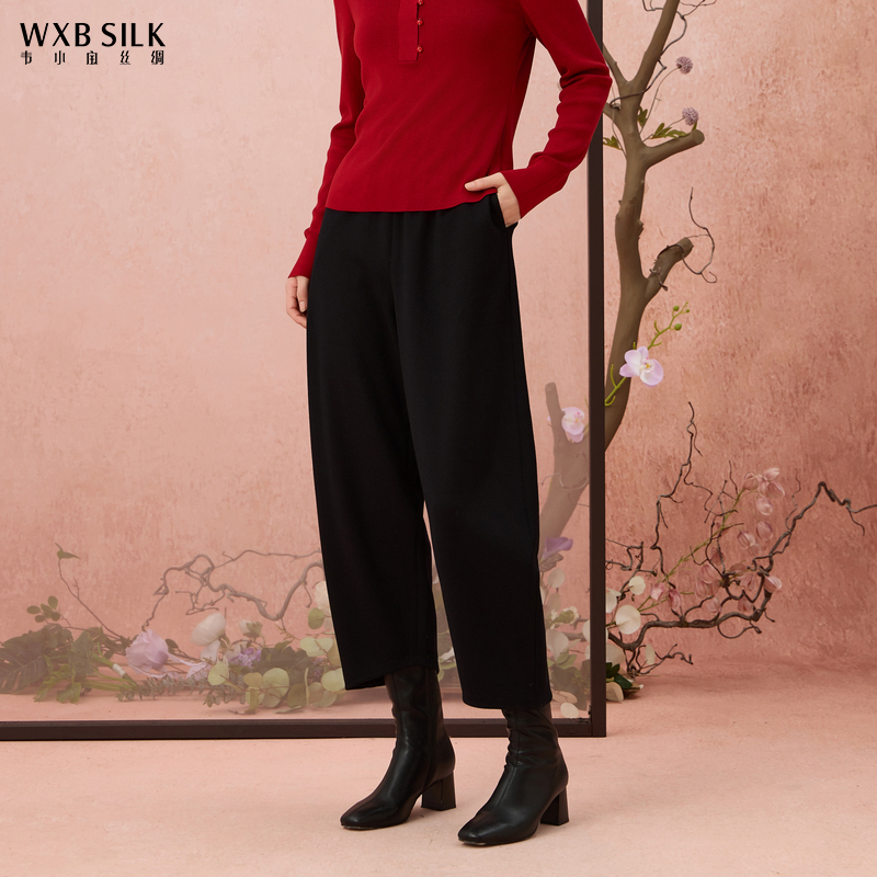 [Merino Wool] Wei Xiaobao 2025 Spring Wool Pants Elastic Waist Daily Straight Pants 2441140262