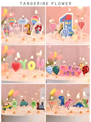 Birthday candle cake with decorative card number 1 one year old Creative Party shape cartoon animal candle