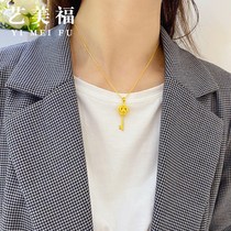 999 pure gold gold necklace female gold key pendant crown key pure gold pendant gold key clavicle chain gold lock