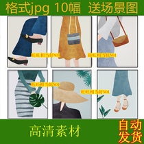 Modern Nordic Little Fresh Fashion Moden Beauty Dress Hand-painted Figure combined HD Decorative Painting core material k