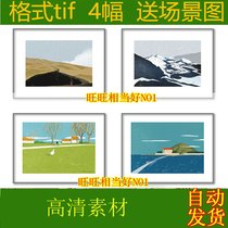 Minimalist Day Ensemble Style Landscape Minimalist Landscape Decoration Painting Sofa Background Wall Painting core Print gallery material K