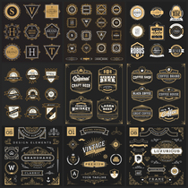 Modern European-style retro golden line rims Label badges LOGO corner frame lace EPS vector material