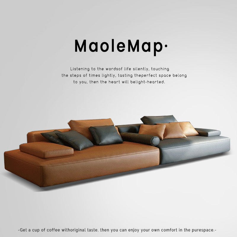 MaoleMap creative technology cloth sofa minimalist modern minimalist small apartment living room four-person fabric straight row sofa