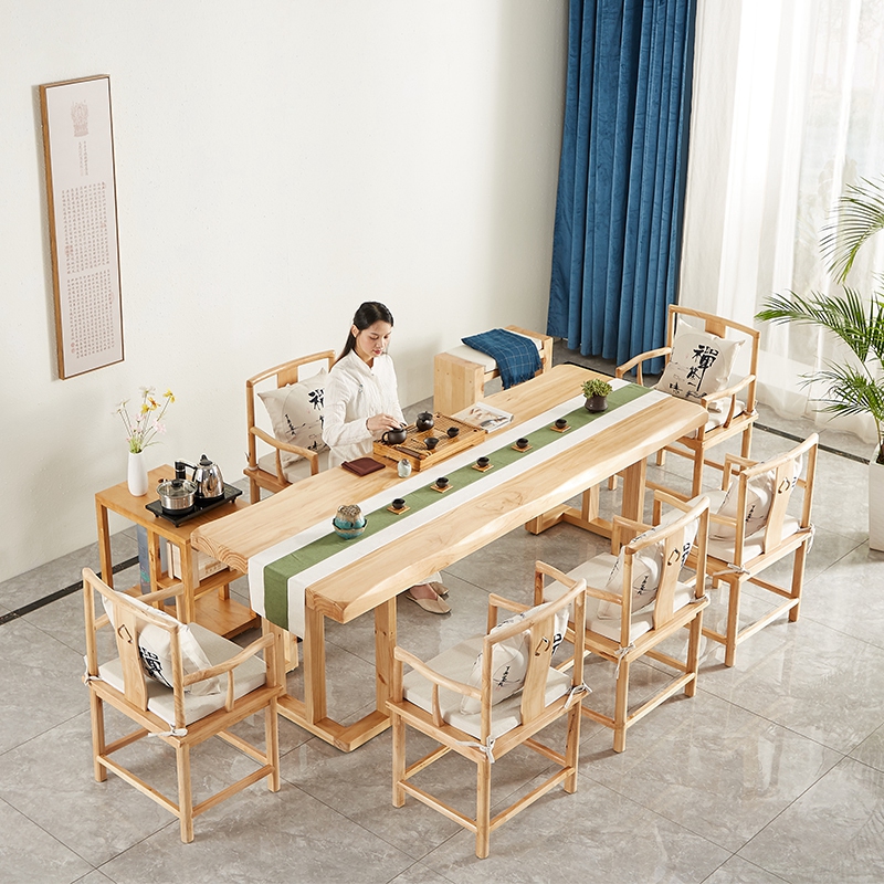 High-end custom solid wood tea table and chair combination simple modern tea table new Chinese Zen tea table home 1.8 meters