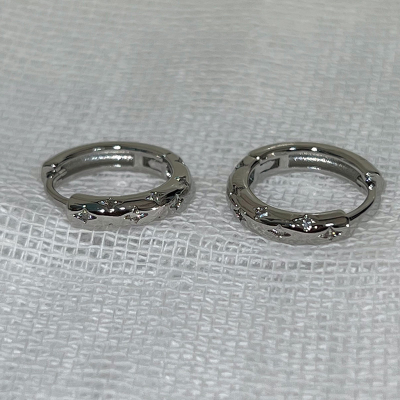 925 Silver Needle Four-Pointed Star Diamond-Encrusted Earrings, High-End Unique Niche Design, Minimalist Style Earrings, 2024 New Hot Style