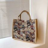 Высококачественный вместительный и большой шоппер, летняя небольшая сумка, с медвежатами