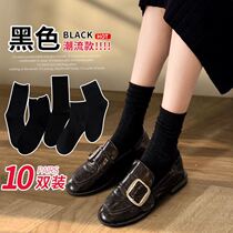 Pile socks Sox matched with small leather shoes Spring and autumn style net red girls middle cylinder autumn and winter high cylinder black socks Insuro pure cotton