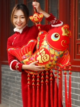China Knot Fish Pendant Hanging Living-room Entrance into the family Xuanguan High-end Double Fish Tiger Year Auspicious Spring Festival New Years New Year hanging decoration
