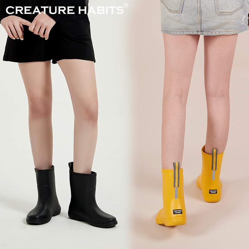 Creature Habits American brand rain boots women's mid-tube lightweight outer wear rain boots non-slip water shoes summer