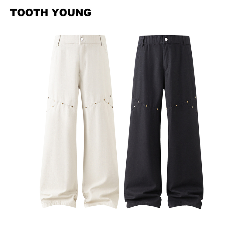 Zheng Yiai Wears Plus-Size Men's Clothing [Fermented Washed Cargo Pants] Autumn Straight-Leg Studded Cargo Pants American Casual Pants