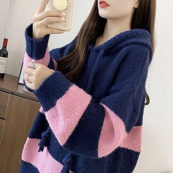 Women's lazy style hooded pullover sweater in autumn Women's lazy style hooded pullover sweater in autumn
