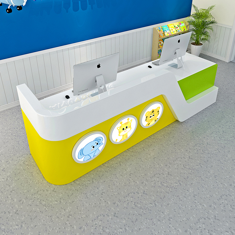 Training Institute Front Desk Reception Desk Shop Collections Silver Counter Early Education Center Bar Desk School Baked Lacquer Kindergarten Front Desk