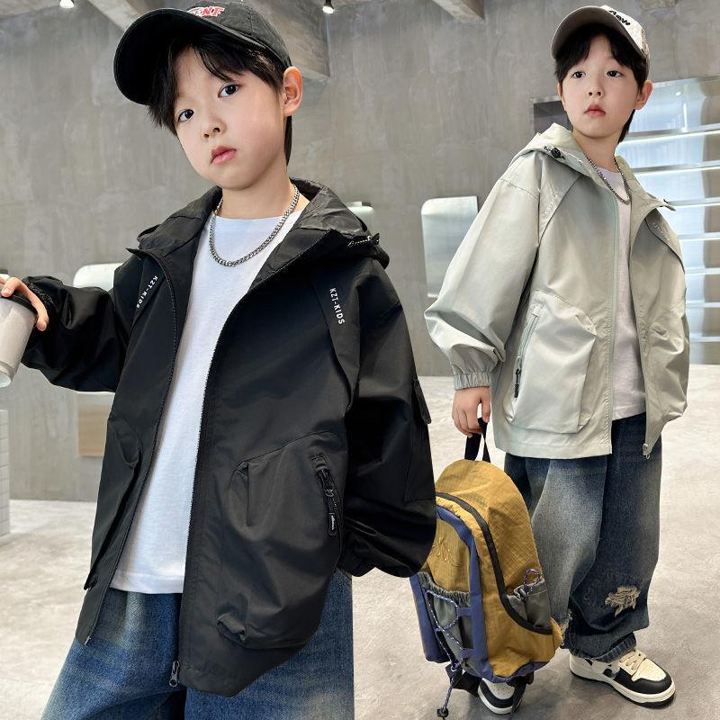 Boys' Jacket Spring and Autumn 2025 New Spring Fashion Stylish Children's Trench Coat 12-Year-Old Older Children Korean Style Mid-Length Top