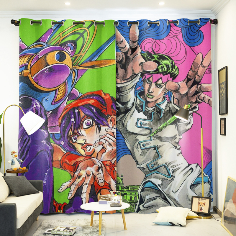 Cartoon Comic Jojo's Fantasy Adventure Punch-Free Curtains, Finished Product, Custom-Made, Windproof, Simple and Modern for Bedroom and Living Room