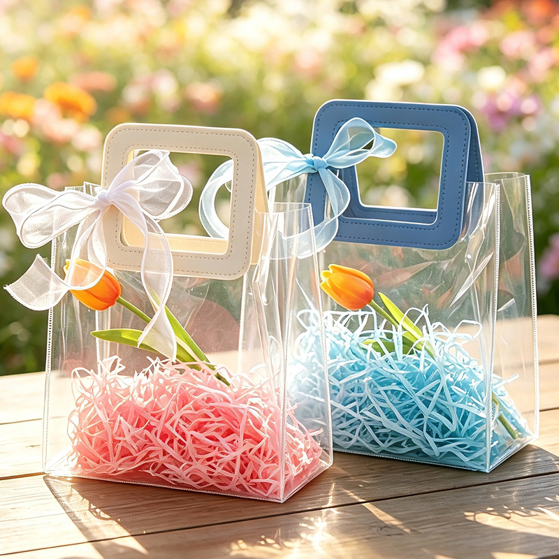 Teacher's Day Gift Bag, Pvc Transparent Tote Bag, Birthday and Wedding Gift Packaging Bag, Supermarket Festival Packaging Bag