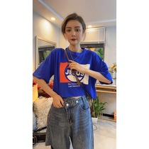 Xi Meizhens 2021 summer new fashion Korean version of the wild loose casual short printed T-shirt thin avant-garde