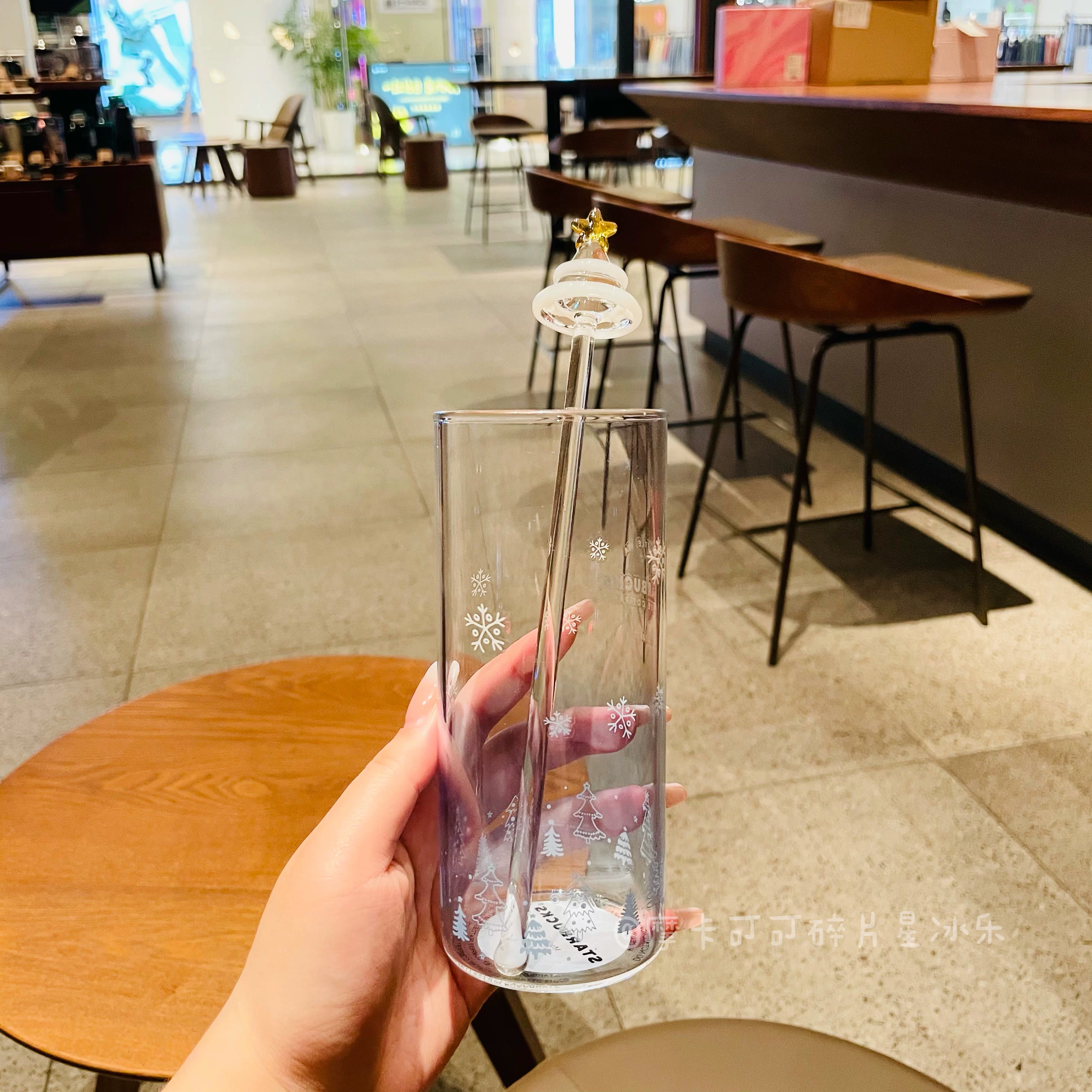Starbucks, прямой перемешивающий палочка, стекло, градиент, простой и элегантный дизайн, 428 мл