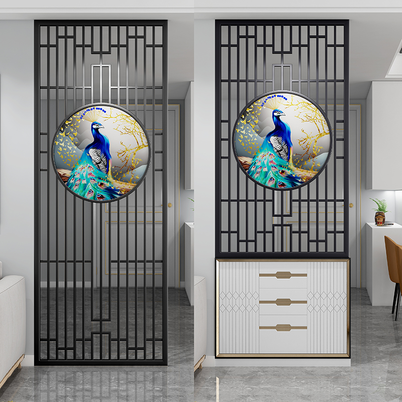 Nordic Iron Art Belt Painting Screen Living Room Entrance Door Xuan Guan Decorative Wash Table Brief Modern Net Red Half Cut Partition Wall