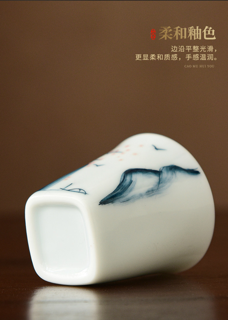 Ликер Cup 中式家用手绘一两白酒杯羊脂玉陶瓷复古小酒盅黄酒清酒创意烈酒杯